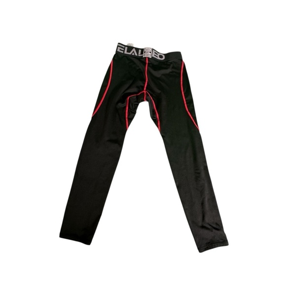 TelaLeo EPRO Compression Pants boys Medium Black Red Stitching Base Layer - Picture 2 of 7